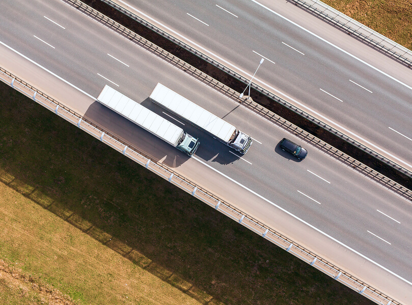 Commercial vehicles on a highway