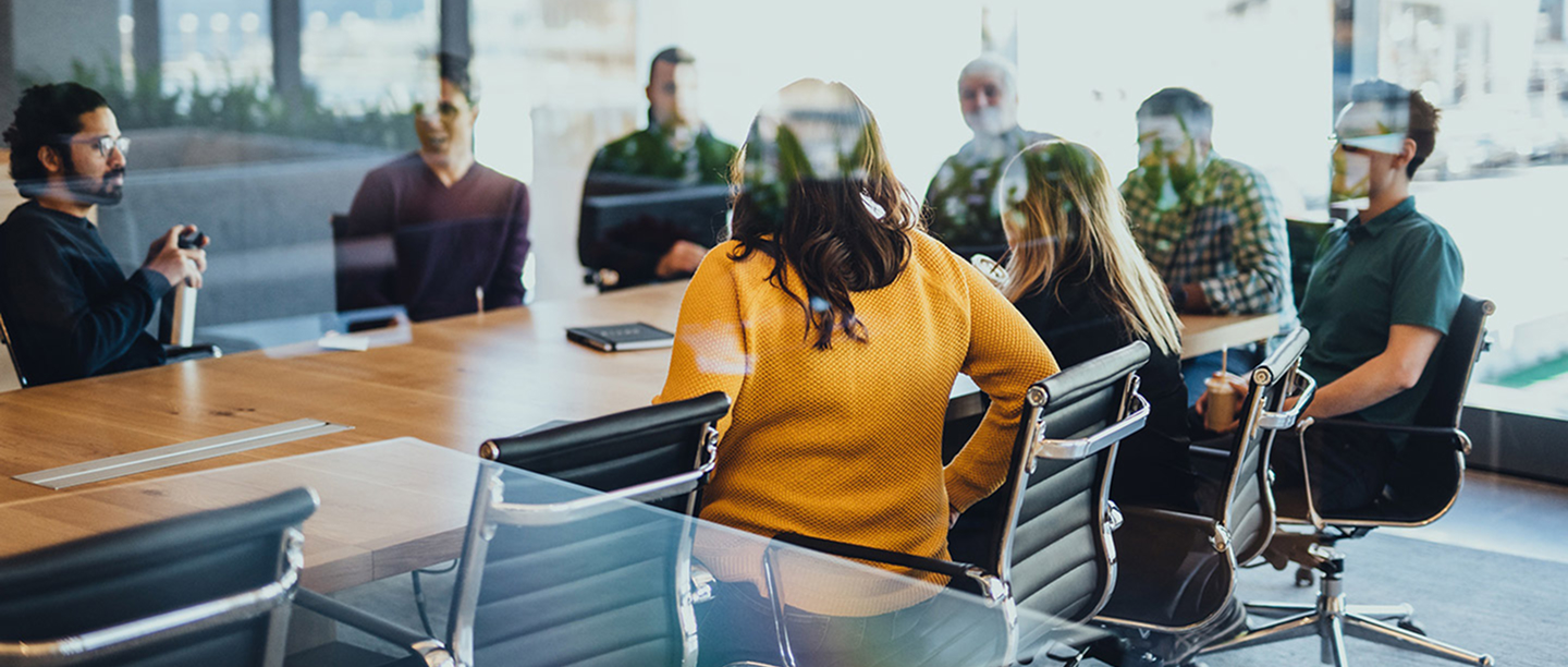 Coworkers collaborating in a modern office setting